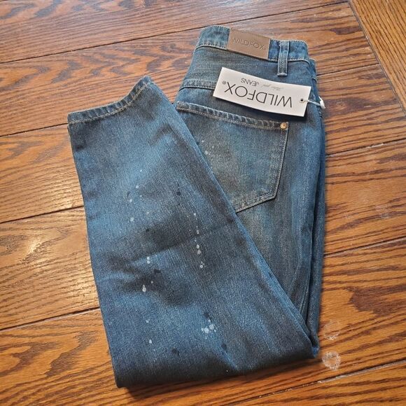 NWT Wildfox Baggy Crop distressed Davinci wash jeans sz 25 - Picture 2 of 6